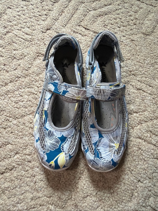 Mephisto Shoes - Mephisto Women's Blue Floral Mary-Jane Flats